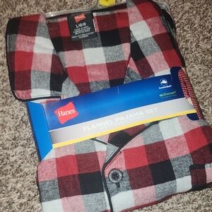 Hanes Red and Black Plaid Flannel Pajama Set